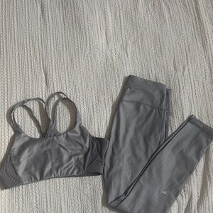 Silver Fabletics Women's Sports Bra and Leggings Set